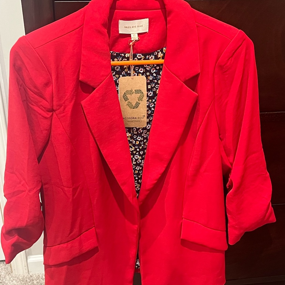 Skies Are Blue Vibrant Red Blazer